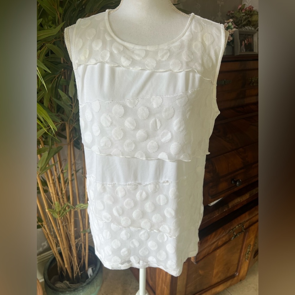 Dana Buchman lace tank top blouse, extra large white excellent condition - Picture 8 of 14